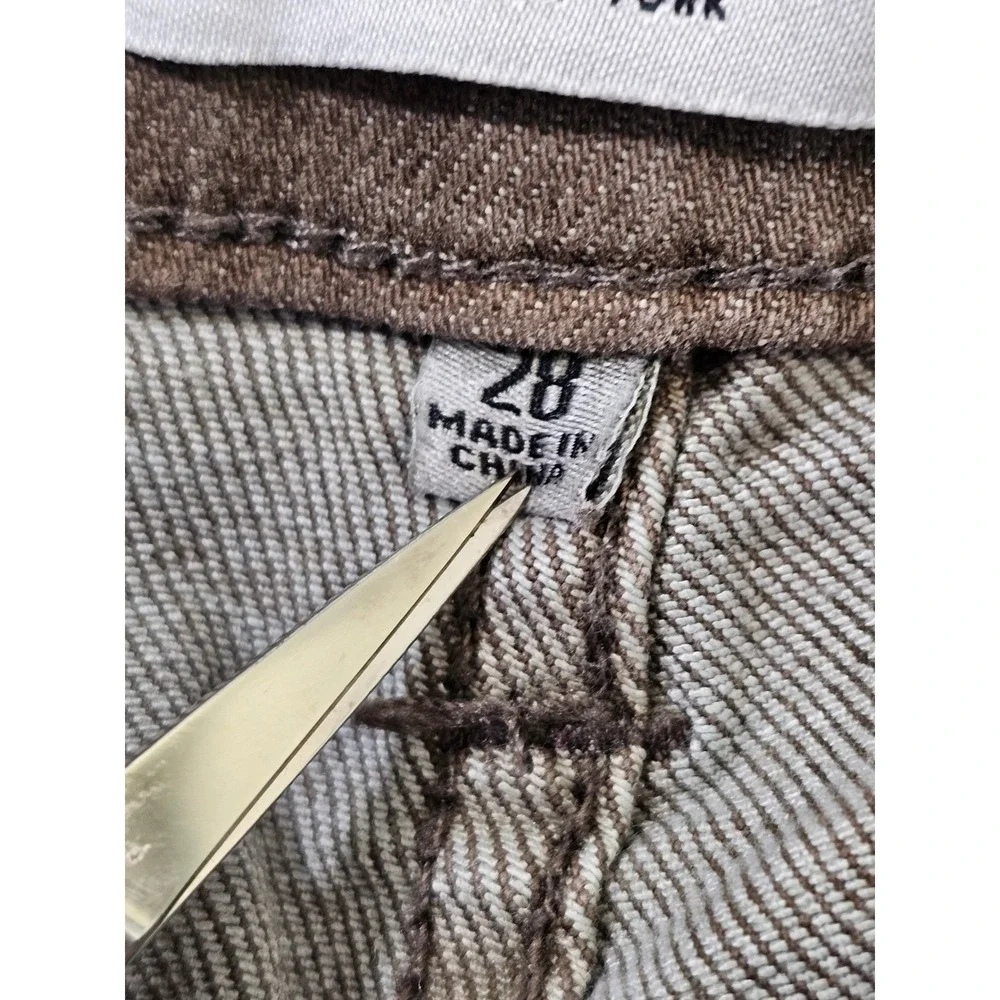 OAT Straight Crop Pants Womens 28 Brown Solid High Rise Cotton Blend‎ 1049-GD